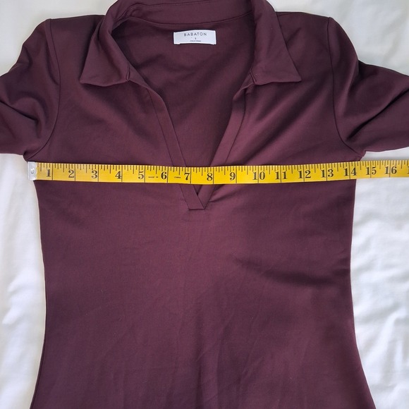 Babaton Contour Polo Long Sleeve Dress Women's Size Small Maroon Preppy Career - Picture 8 of 15